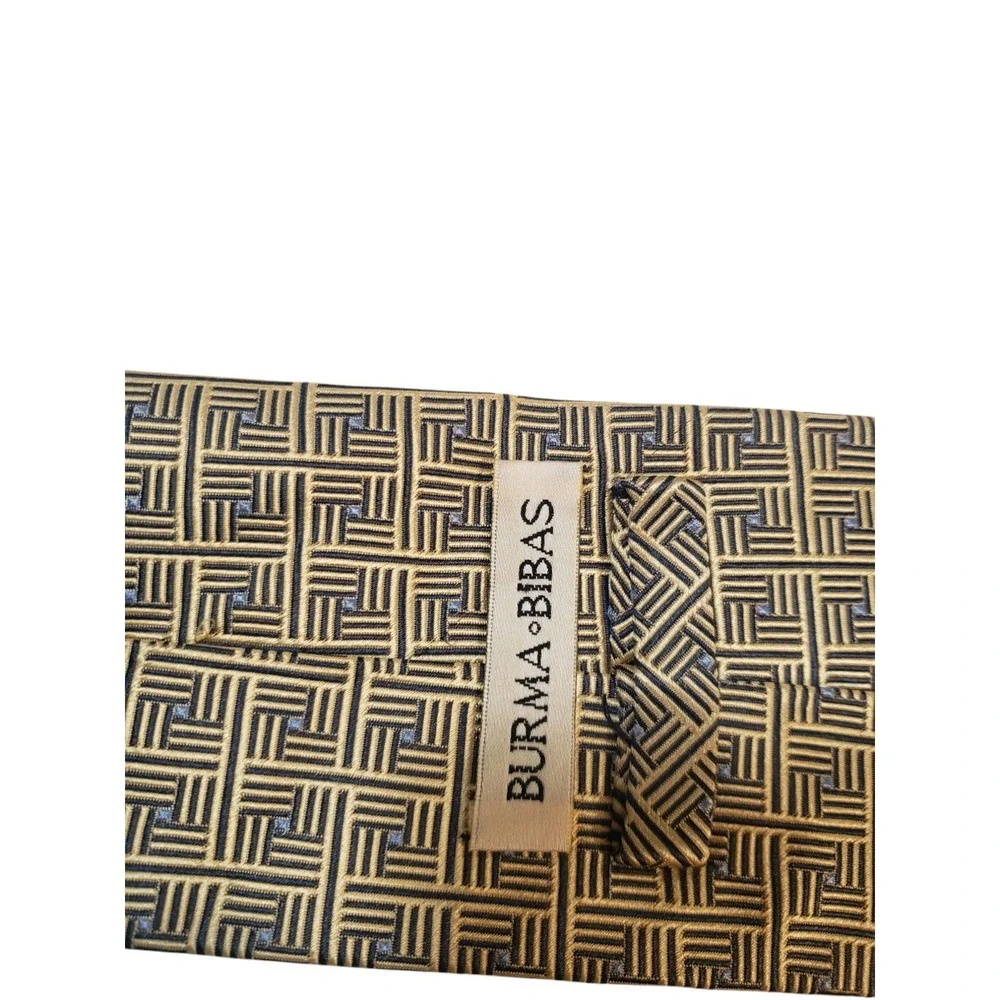 Burma Bibas‎ Mens Tie Necktie Designer Luxury Gold Black Blue Geometric Business